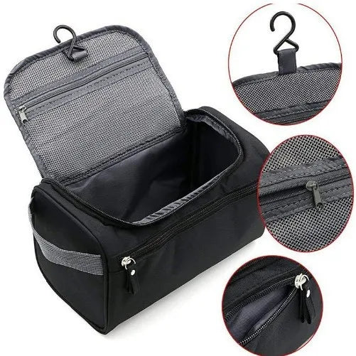 Large-Capacity Toiletry and Cosmetic Storage Bag, Lazy Person's Makeup Bag, Multifunctional with Hook and Waterproof Zipper