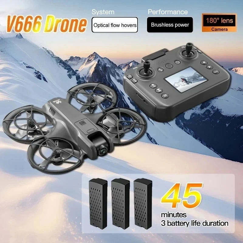 Original V666 Mini Drone 4K Professional Aerial 8k Dual Camera Intelligent obstacle avoidance  Brushless Quadcopter Kid RC Toys