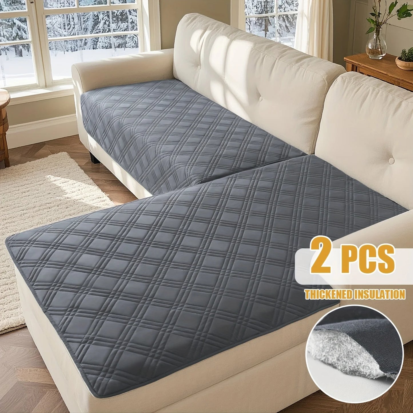 2pcs Set Geometric Sofa Covers for Living Room Water Repellent Protector Non-Slip Mat Blanket L-Shape Couch Cover 90*160&90*210