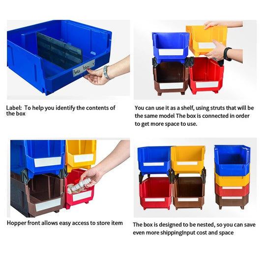 V2 White Color 200*130*110mm Workshop Goods Shelves Organizer Bin Stackable Multi Tools Organizer Box Garage Supplies(9pcs)