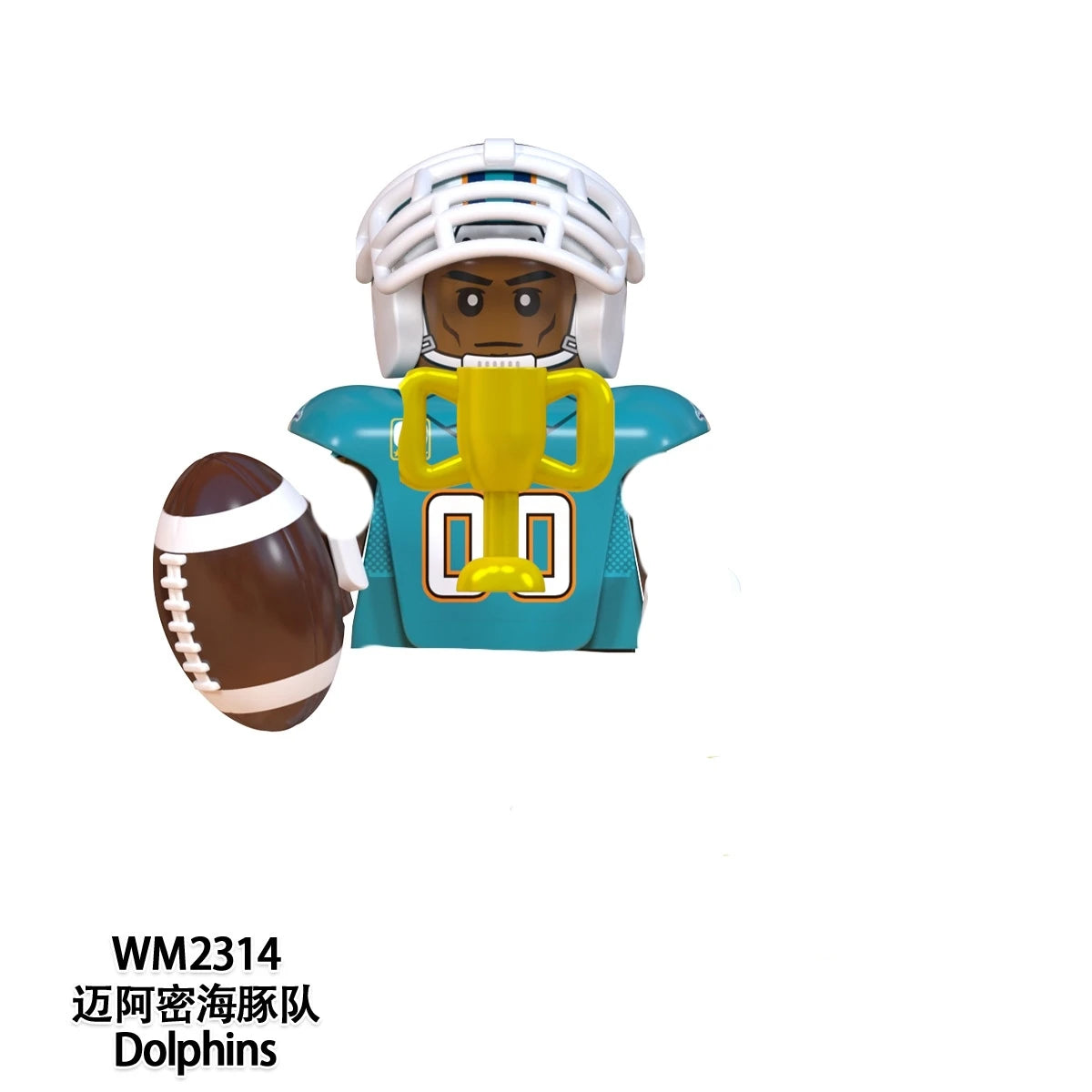 Model American Football Stars Building Blocks Sport Rugby Player Helmet Trophy Mini Action Figures Toys For Birthday Gifts Kids