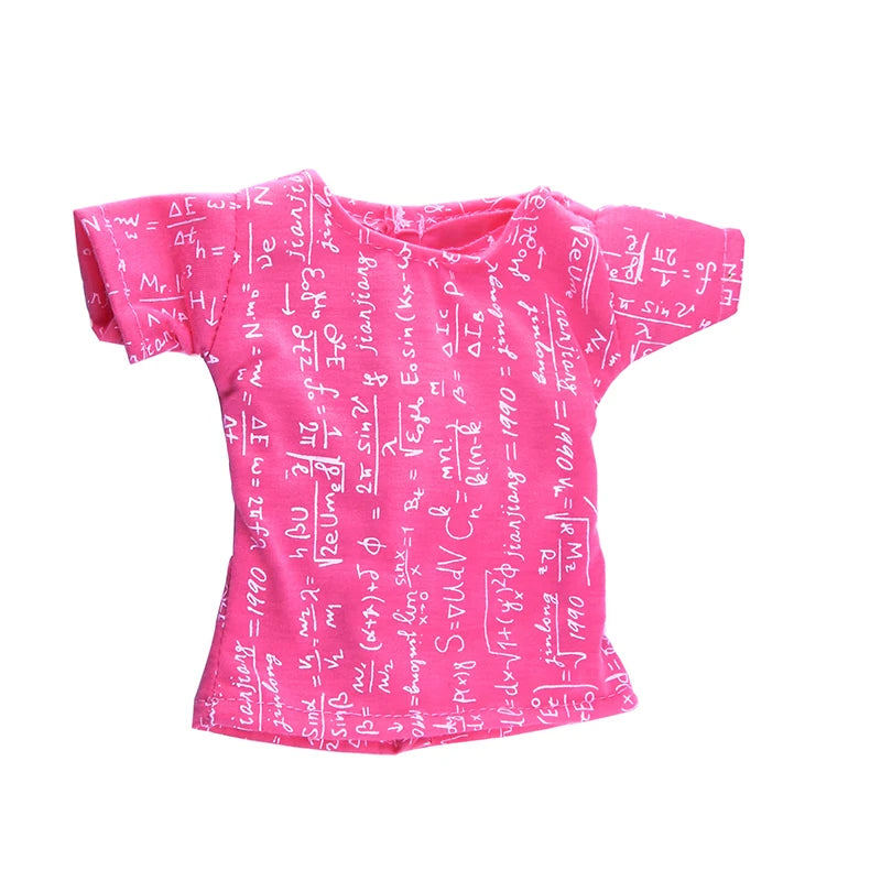 Doll Clothes Summer T-shirt Pure Cotton Short Sleeve Handmade Solid Color Clothes For 16-18Inch ,43cm Baby Doll  DIY Toys Gifts