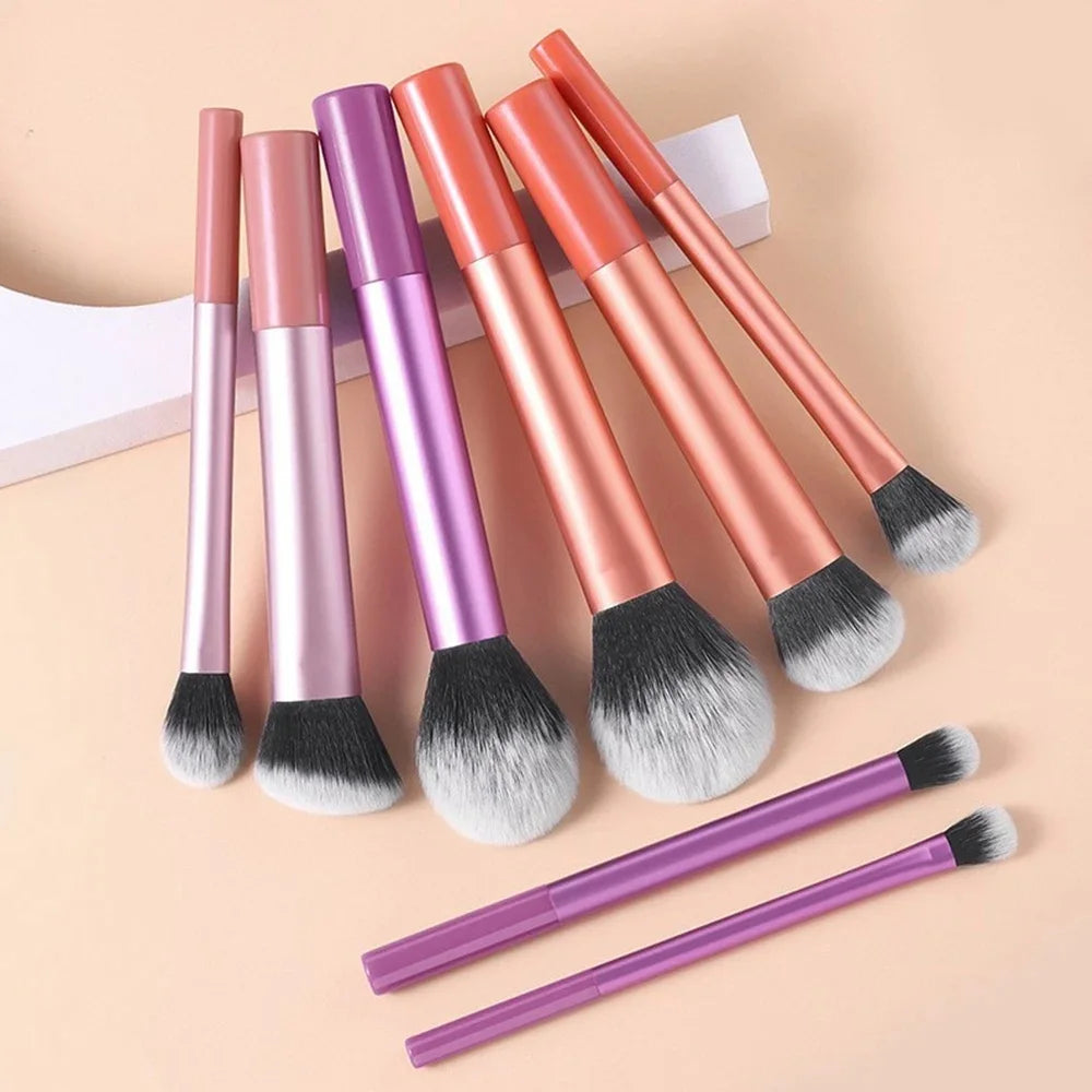 8pc Multi-color Makeup Brush Loose Powder Brush Blush Brush Lip Brush Eyeshadow Brush Professional Makeup Brush Set For Cosmetic