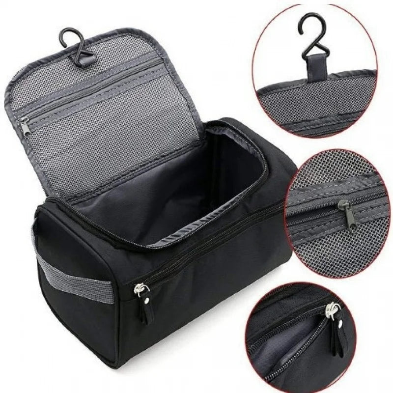 Large-Capacity Toiletry and Cosmetic Storage Bag, Lazy Person's Makeup Bag, Multifunctional with Hook and Waterproof Zipper