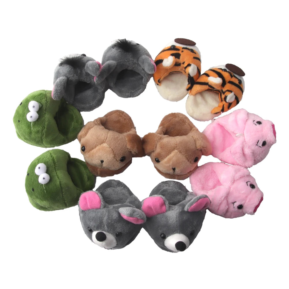 Doll Shoes 7cm Cute Frog, Tiger, Pig Plush Animal Slippers For American 18 Inch Girl,43 cm Baby New Born&OG Doll Girl's Toy Gift