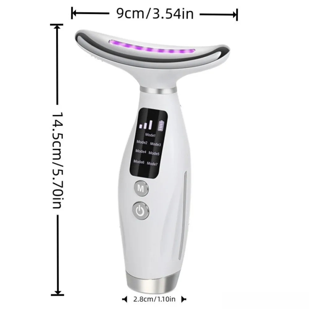 7 Colors LED Photon Neck Beauty Device, Electric Neck Massager for Skin Lifting Tightening Neck Care Tool for Double Chin Improvement