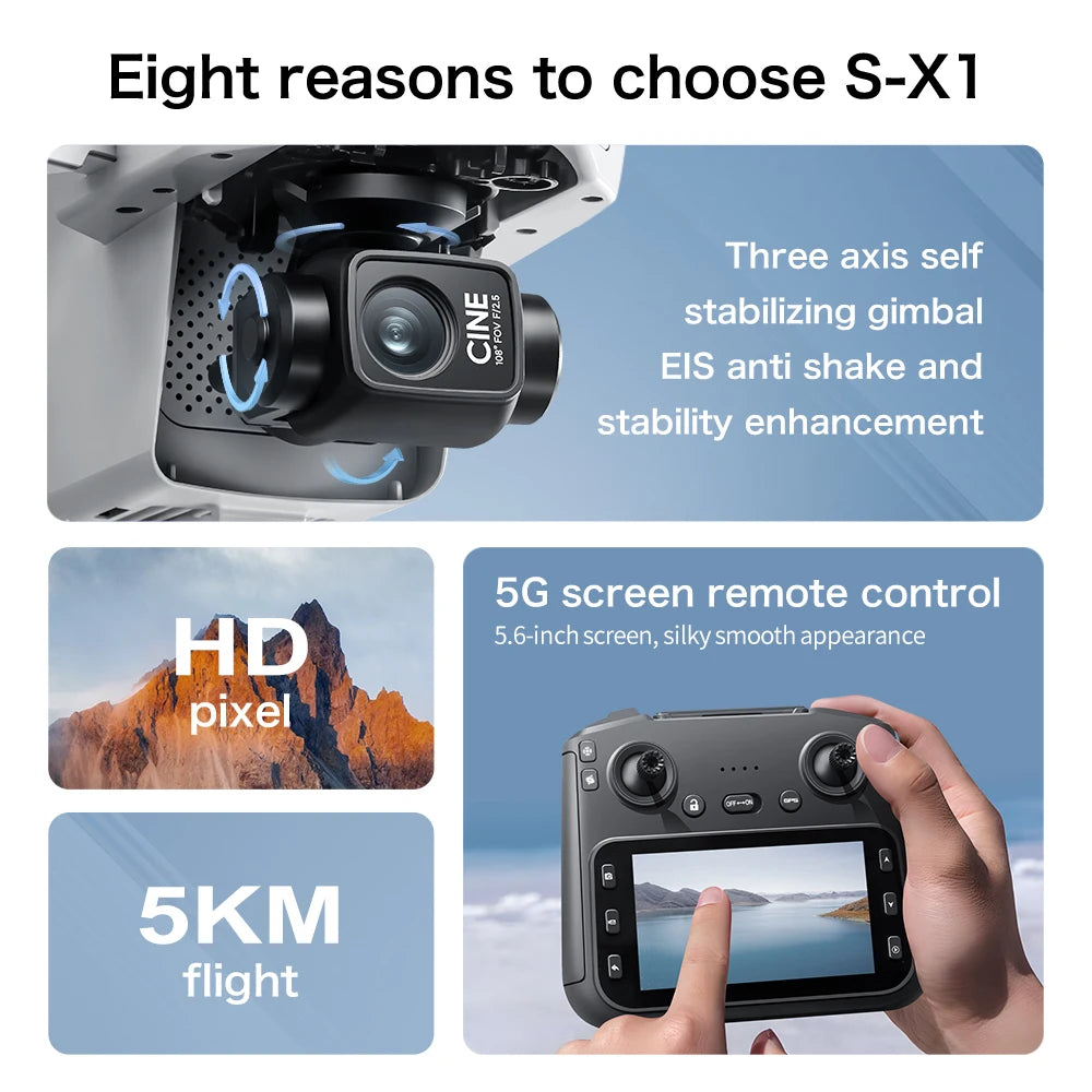 Original S-X1 Drone Aerial Photography Wide Angle Dual Camera WIFI FPV Professional With Brushless RC Foldable Quadcopter Toy