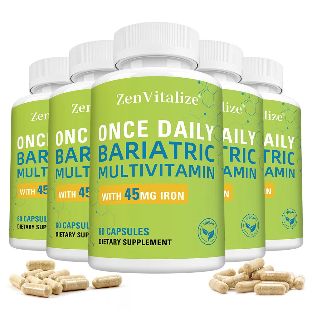 Daily Multivitamin & Minerals Capsules, with Iron, Immunity Energy Hair Skin & Nail Support, Nutrition After Bariatric Surgery