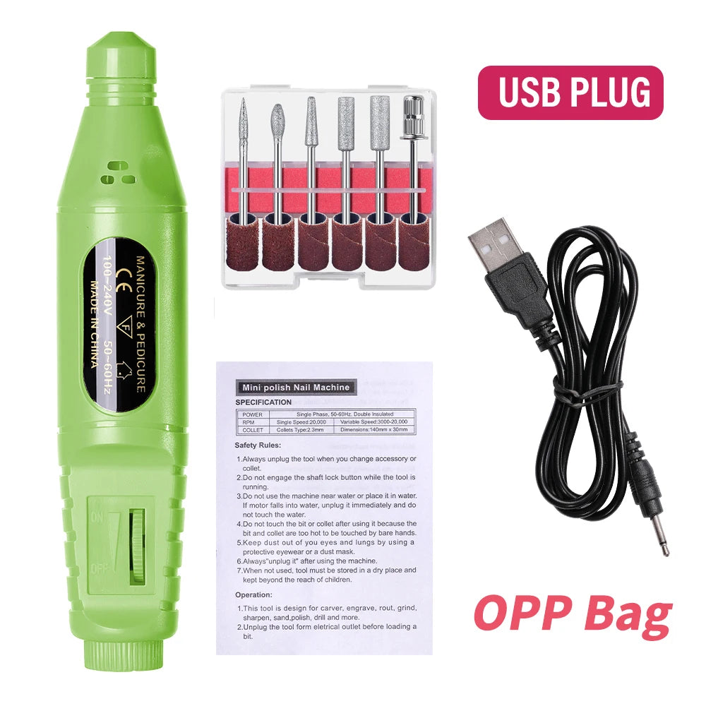 LULAA Electric Nail Drill Machine Set Pedicure Grinding Equipment Mill For Manicure  Professional Strong Nail Polishing Tool