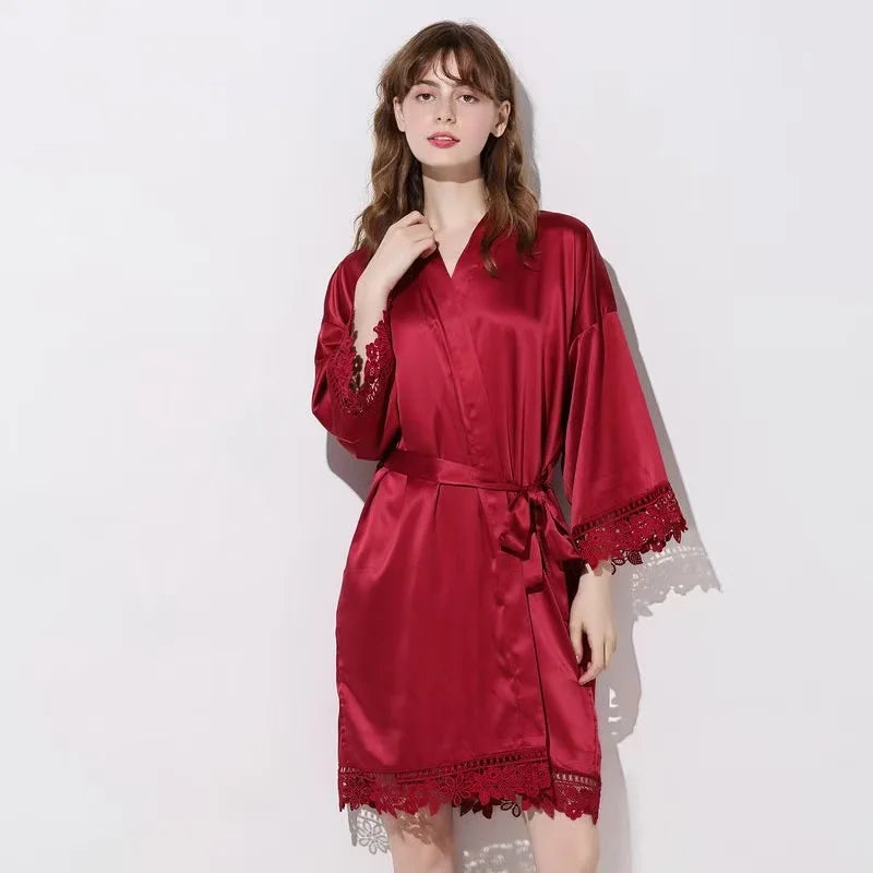 Bridesmaid Robes Bride Gift Bride Robe Bridesmaid Gift Satin Lace Robe Bride Dressing Gown Bridal Party Robes Wedding Robe Perso