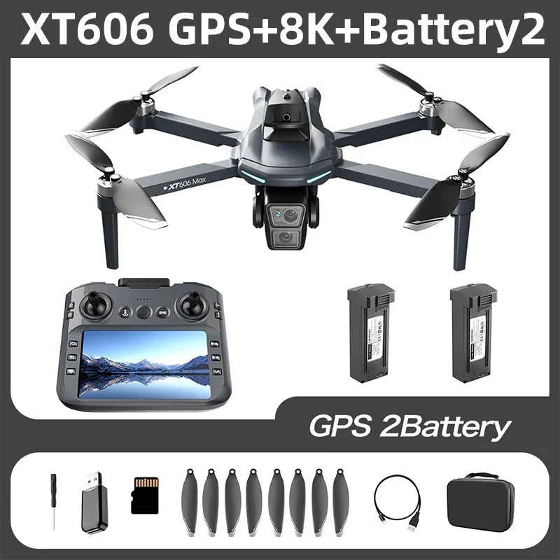 Original XT606 MAX GPS Drone 4k Professional 8K HD Camera FPV Wish Screen Drone 360° Obstacle Avoidance Quadcopter Toys Dron