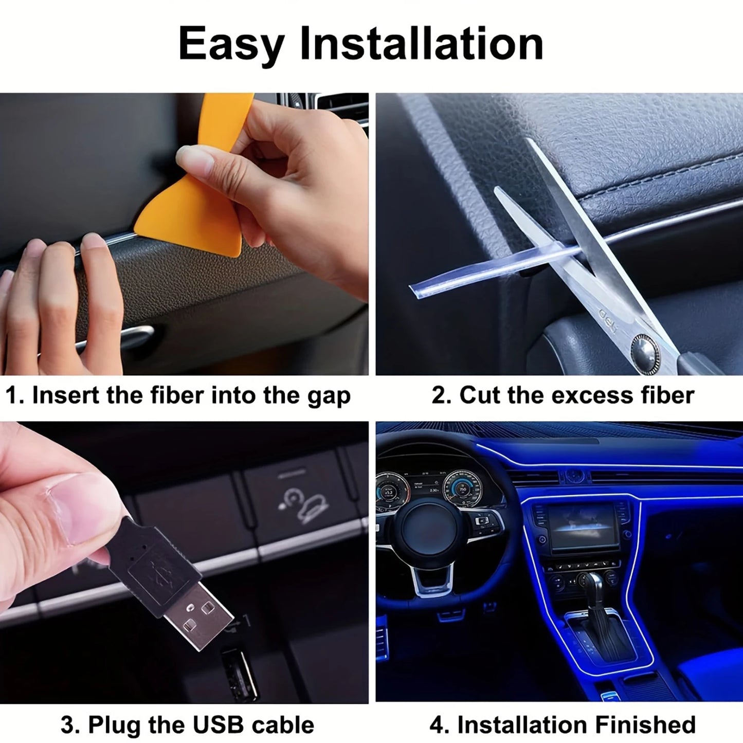 5m Neon LED Car Interior Lighting Strips 5V DIY Flexible EL Cold Light Line Tube Car Interior Decoration Lamp USB Strip