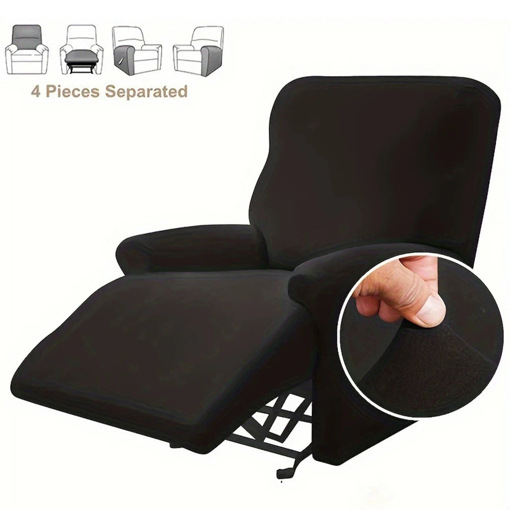 4pcs/set Solid Color Stretch Recliner Sofa Cover for Living Room Elastic Non Slip Armchair Covers All-inclusive Couch Slipcovers