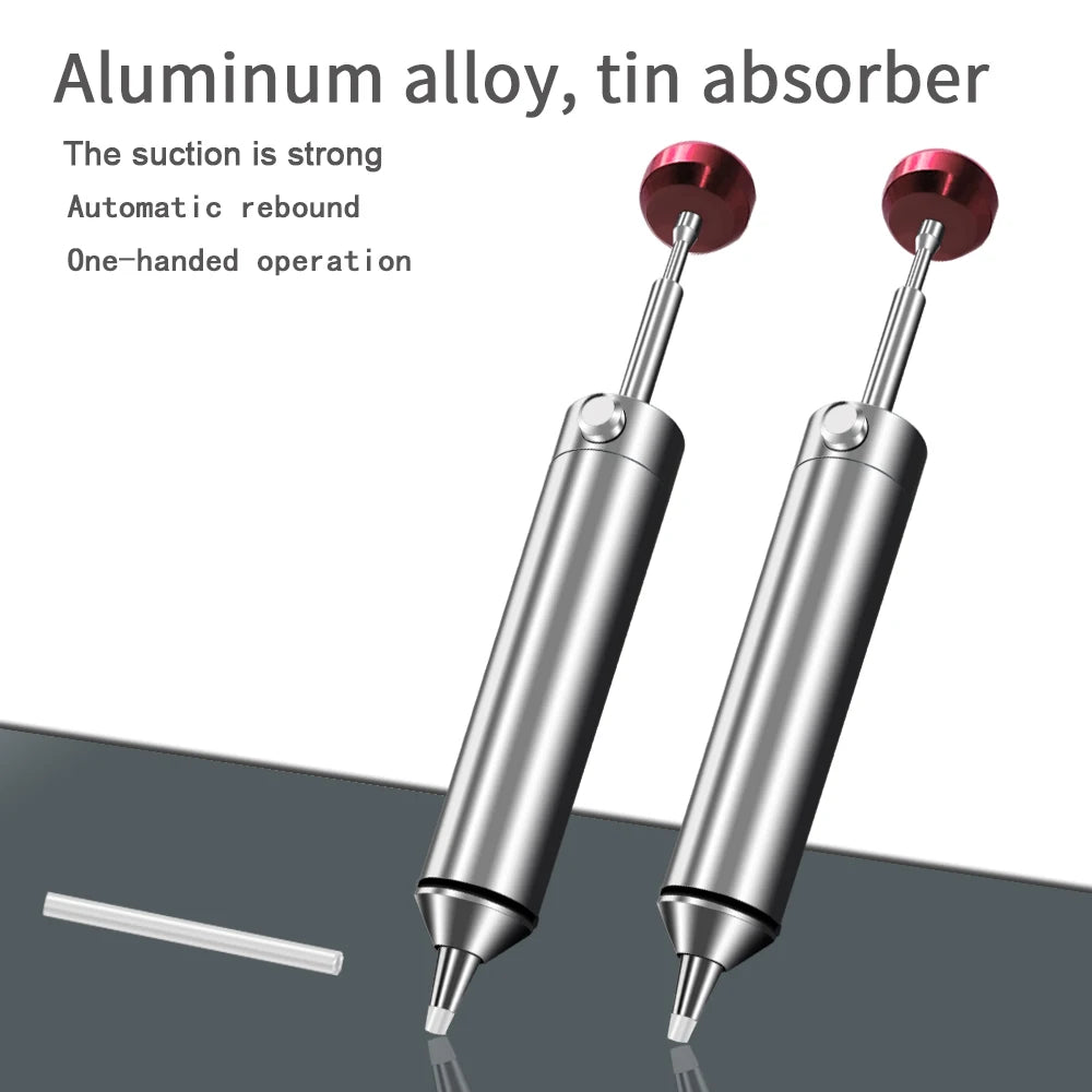 Professional Aluminum Alloy Solder Sucker Gun Powerful Desoldering Pump for Electronics Repair, PCB Welding Tool Silicon Nozzle