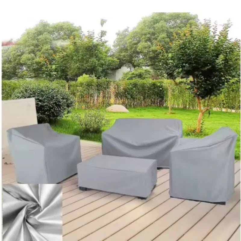 4pcs Outdoor Furniture Cover Set Includes an Outdoor Sofa Cover,Two Chair Covers,And a Coffee Table Cover.