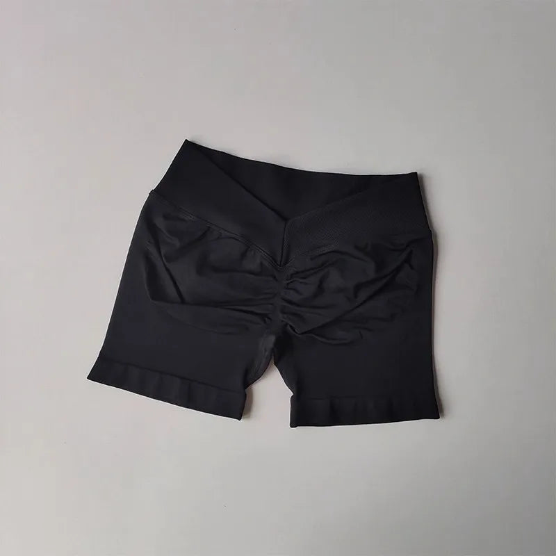 Women's High-Waist Yoga Sports Shorts Summer V-Shaped Widen Peach Hip Lifting Tight Fit Three-Part Fitness Shorts
