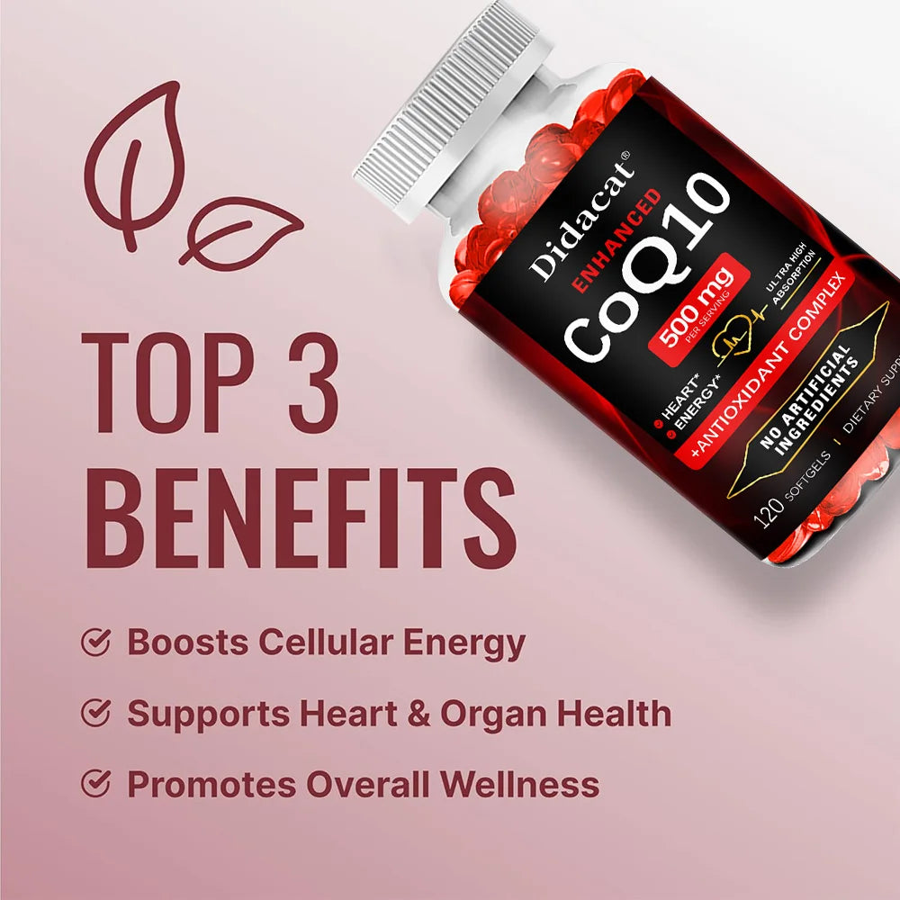 High Absorption Ubiquinol CoQ10 500MG-Heart Health&Energy Production - Nutritional Supplements with Coenzyme Q10
