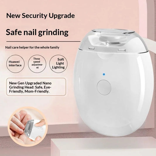 Baby & Adult Manicure Care: LED Light Electric Nail File, Automatic Polisher & Grinder in Mini Size