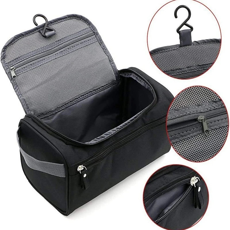 Large-Capacity Toiletry and Cosmetic Storage Bag, Lazy Person's Makeup Bag, Multifunctional with Hook and Waterproof Zipper