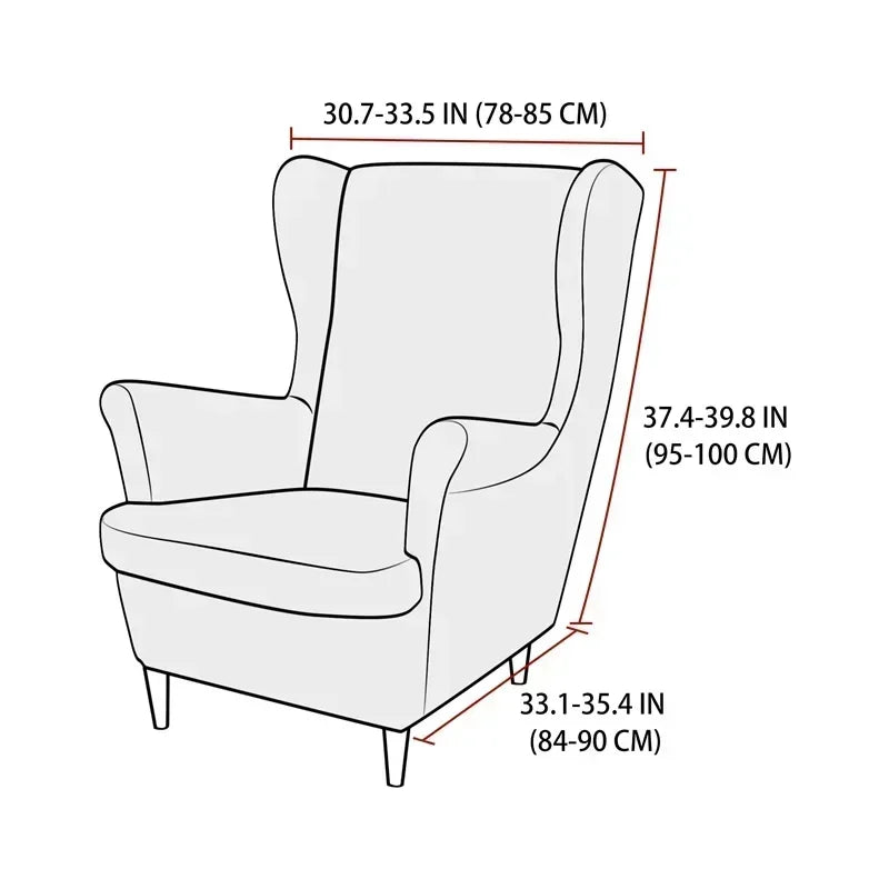 2pcs/set Velvet Wingback Chair Covers Removable Wing Armchair Cover with Seat Cushion Cover Elastic Sofa Slipcovers Living Room