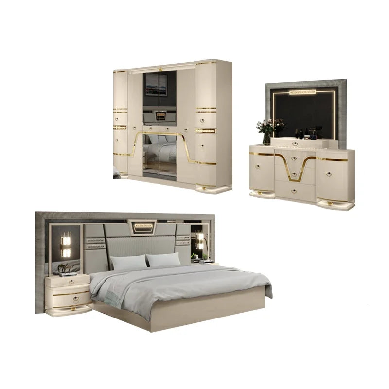 #2024 Modern Deluxe King Bed MDF Bedroom Furniture Set Modern Sofa
