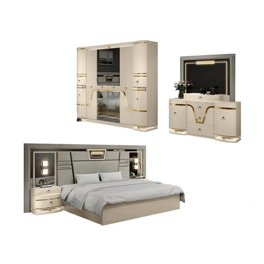 #2024 Modern Deluxe King Bed MDF Bedroom Furniture Set Modern Sofa