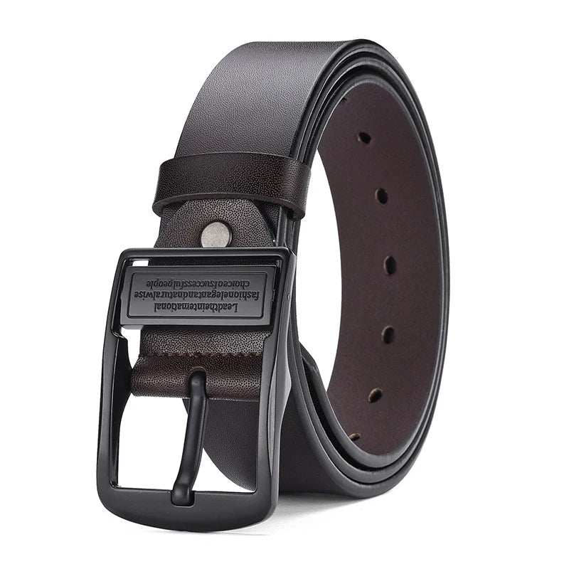 New Leather Cowhide Men's Belt Fashion Metal Alloy Pin Buckle Adult Luxury Brand Jeans Business Casual Waist Male Strap Brand