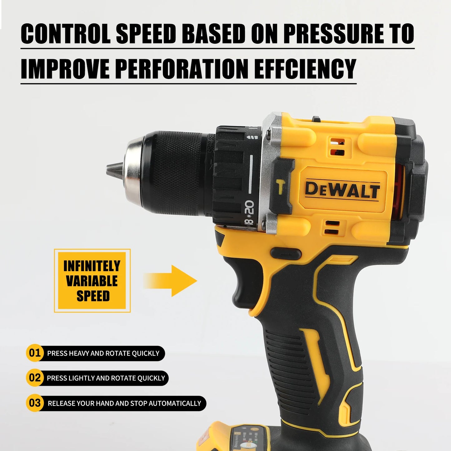DEWALT DCD805 20V High - Performance Brushless Cordless Impact Drill & Screwdriver - Ideal for Pros & DIYers （Naked Tool）