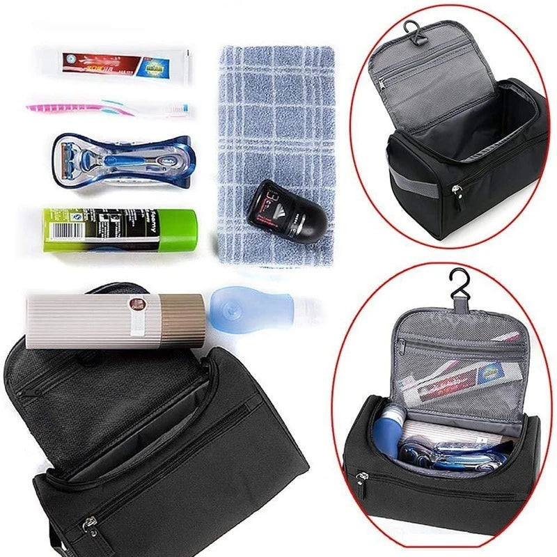 Large-Capacity Toiletry and Cosmetic Storage Bag, Lazy Person's Makeup Bag, Multifunctional with Hook and Waterproof Zipper