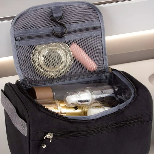 Large-Capacity Toiletry and Cosmetic Storage Bag, Lazy Person's Makeup Bag, Multifunctional with Hook and Waterproof Zipper