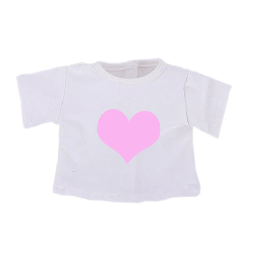 Doll Clothes Summer T-shirt Pure Cotton Short Sleeve Handmade Solid Color Clothes For 16-18Inch ,43cm Baby Doll  DIY Toys Gifts