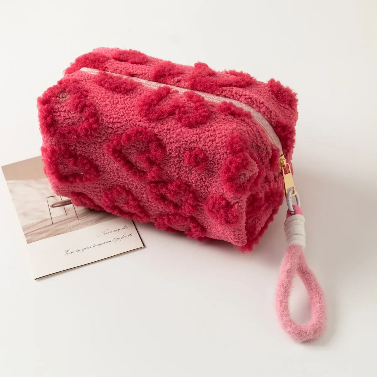 HOMEFISH Makeup Bags with Handle Soft Travel Cosmetic Storage Bag Portable Love Print Organizer Pencil Case Cute Clutch Pouch