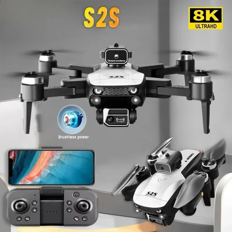 Original S2S Mini Drone 8K HD Professional 4K Dual Camera Obstacle Avoidance Brushless Motor Foldable Rc Quadcopter Toys Gift