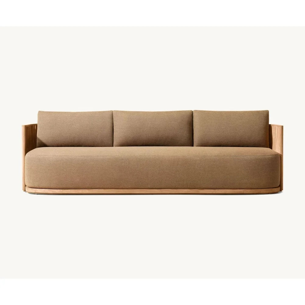 Outdoor garden furniture Custom garden patio teak sectional sofa set Waterproof fabric sofa  table and chair covers wood frame
