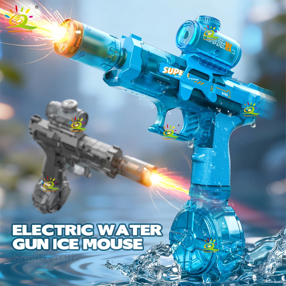 HUIQIBAO New Electric Water Gun with Rapid-Fire Function Children's Water Gun with Flashing Lights Electric Water Gun Toy