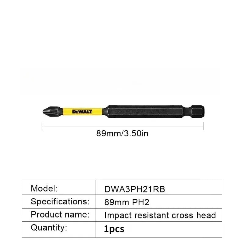 DEWALT DWA3PH21RB PH2 Impact Bits Set - 1/5PCS 89mm High Hardness No Wear/Stripping for Power Drills DIY Pro Use