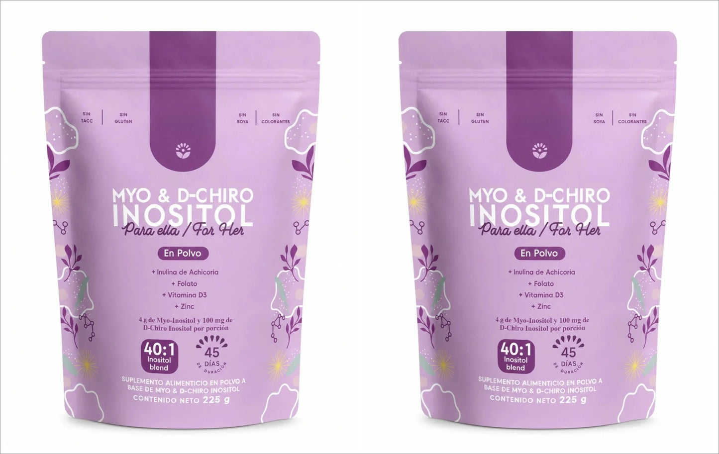 Myo & D-Chiro Inositol Powder 40:1 Mix Supplement Support Women's Daily Health with Folate,Vitamin D3 & Zinc Nutritional Formula
