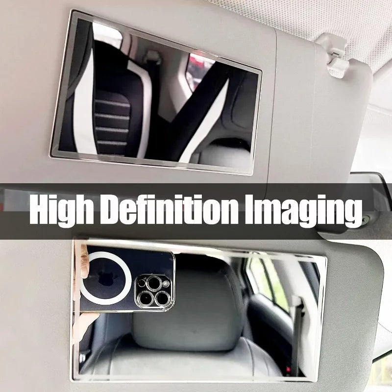 Car Sun Visor Mirror,Stainless Steel Sun-Shading Cosmetic Mirror for Wife Girlfriend,Seatback Makeup Mirror Stick on Car Vanity