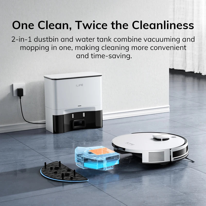 ILIFE A30 PRO 5000Pa Suction, Robot Vacuum and Mop Combo, Self emptying, 60 day capacity,  App/remote , 180 minute running time