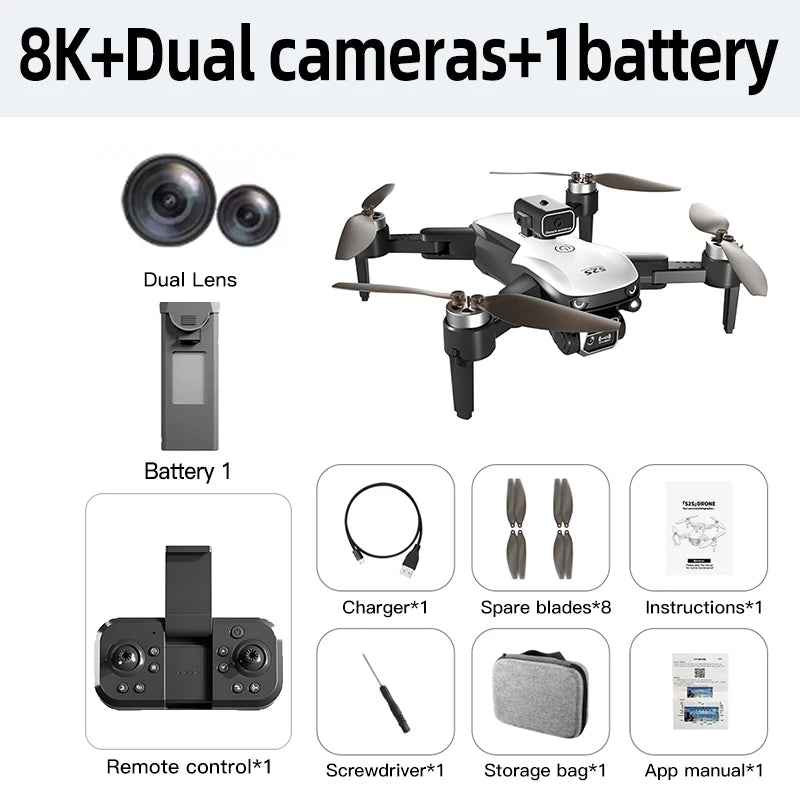Original S2S Mini Drone 8K HD Professional 4K Dual Camera Obstacle Avoidance Brushless Motor Foldable Rc Quadcopter Toys Gift