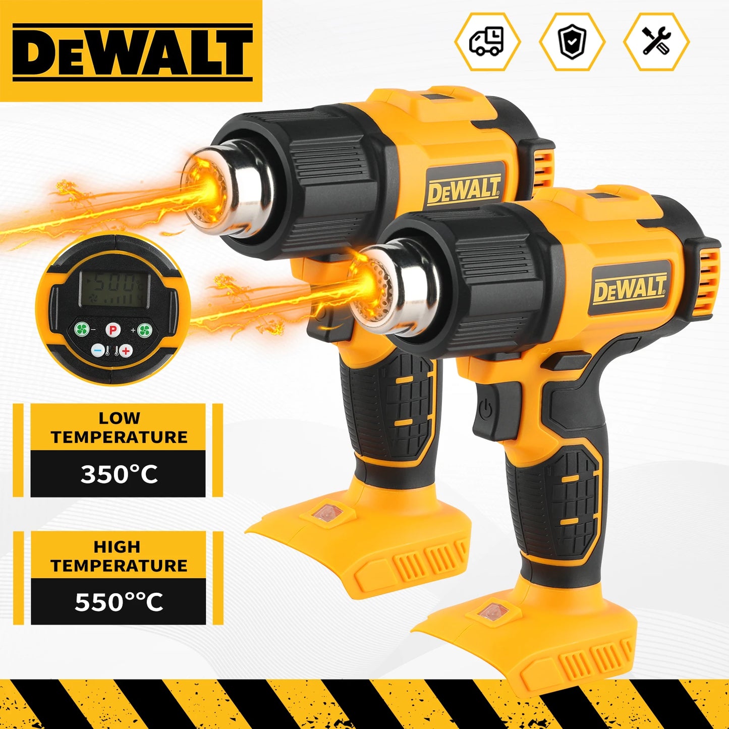 DEWALT DCE530 20V  Temperatures Adjustable Hot Air Gun Cordless Heat Gun 550°C High Power Welding Thermal Blower Power Tools