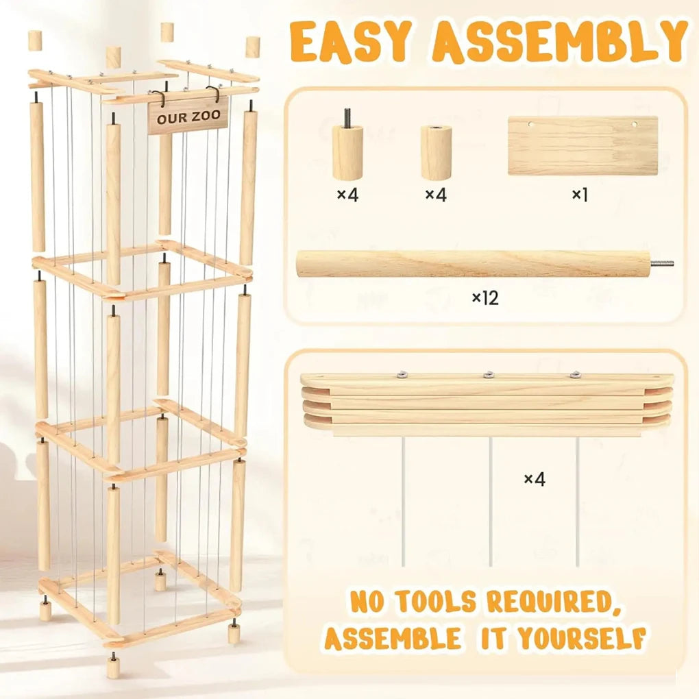 Doll Organization Stuffed Animal Storage Organizer Holder for Toys Assemble for Bedroom Large Capacity Wood Doll Storage