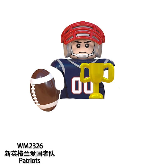 Model American Football Stars Building Blocks Sport Rugby Player Helmet Trophy Mini Action Figures Toys For Birthday Gifts Kids
