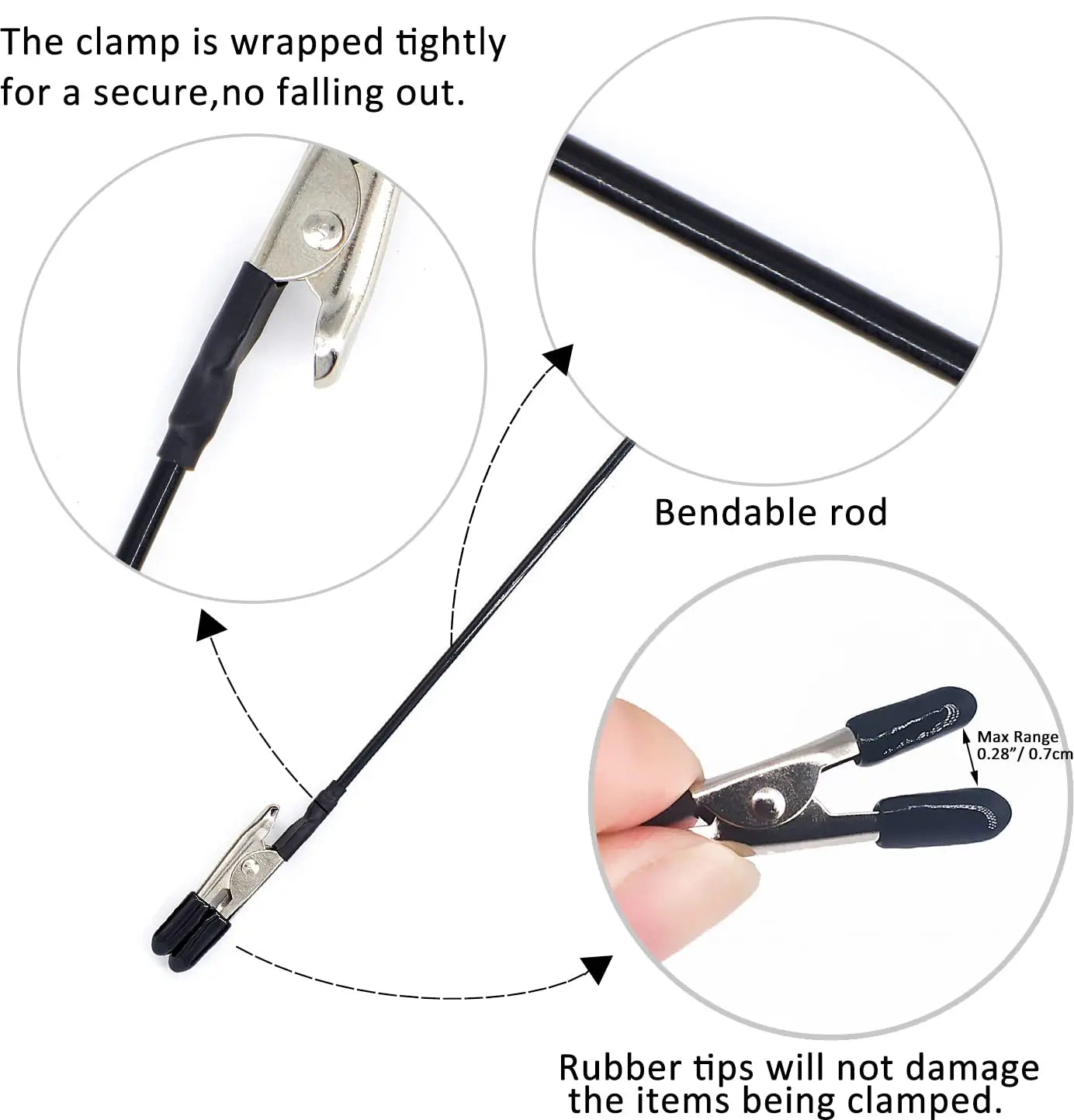Rafford 12Pcs Bendable Model Painting Alligator Clip Sticks Rubber Tips + Metal Magnetic Base - for Airbrush, Hobby Model Parts