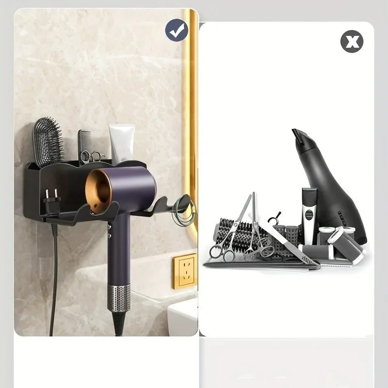 Wall Mounted Hair Dryer Bracket, For Bathroom Shelves Without Drilling, Hair Dryer Bathroom Storage Rack