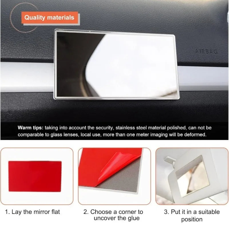 Car Sun Visor Mirror,Stainless Steel Sun-Shading Cosmetic Mirror for Wife Girlfriend,Seatback Makeup Mirror Stick on Car Vanity