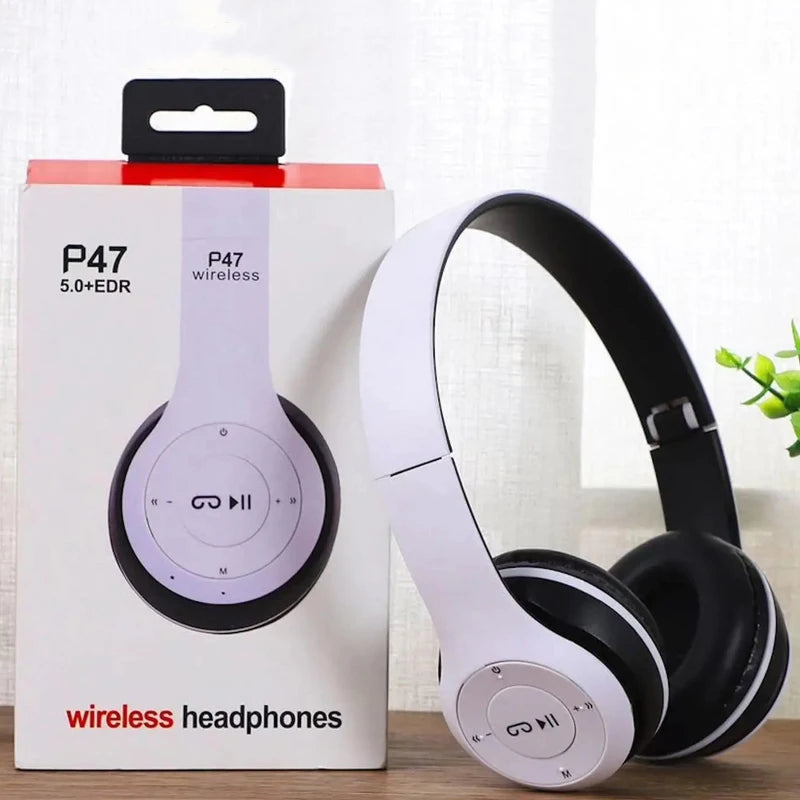 P47 Bluetooth 5.0 Wireless Headphone Foldable HIFI Stereo Bass Earphone Kid Helmet Gift With Mic USB Adaptor For iPhone Game