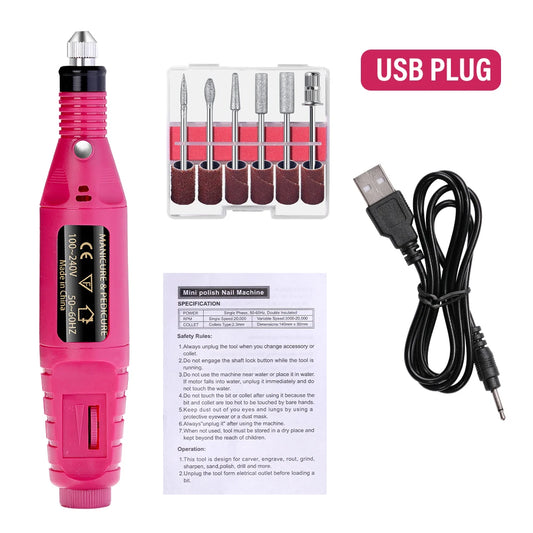LULAA Electric Nail Drill Machine Set Pedicure Grinding Equipment Mill For Manicure  Professional Strong Nail Polishing Tool