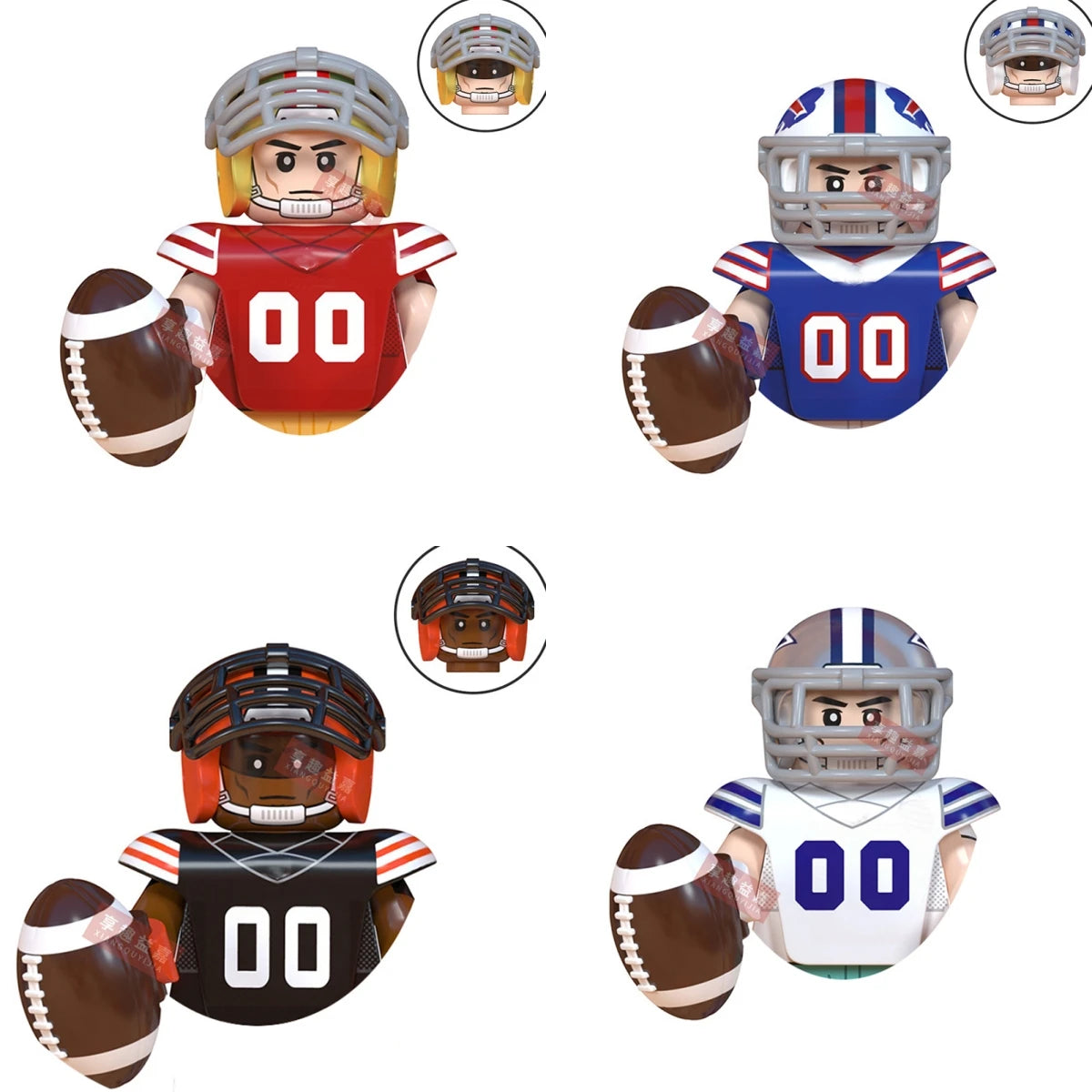 Model American Football Stars Building Blocks Sport Rugby Player Helmet Trophy Mini Action Figures Toys For Birthday Gifts Kids