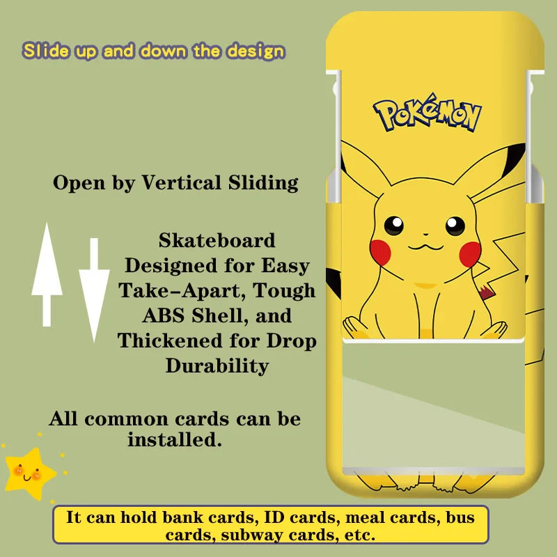 Cartoon Anime Student Pikachu Neck Lanyard Card Sleeve ID Bus Subway Access Work Permit Kids Chain Key Holder Cover